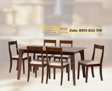 Bộ bàn ăn 6 ghế gỗ sồi màu nâu đen